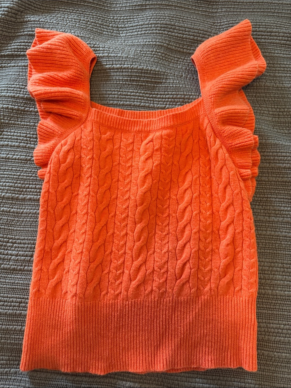 a new day Orange Cable-Knit Ruffle-Sleeve Knit Tank
